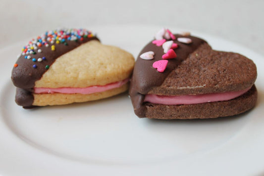 Chocolate Dipped Heart Sandwich Biscuit