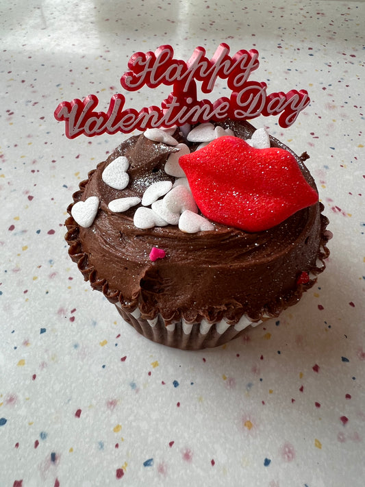 Valentine's themed chocolate cupcake